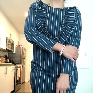 Navy and white jean dress